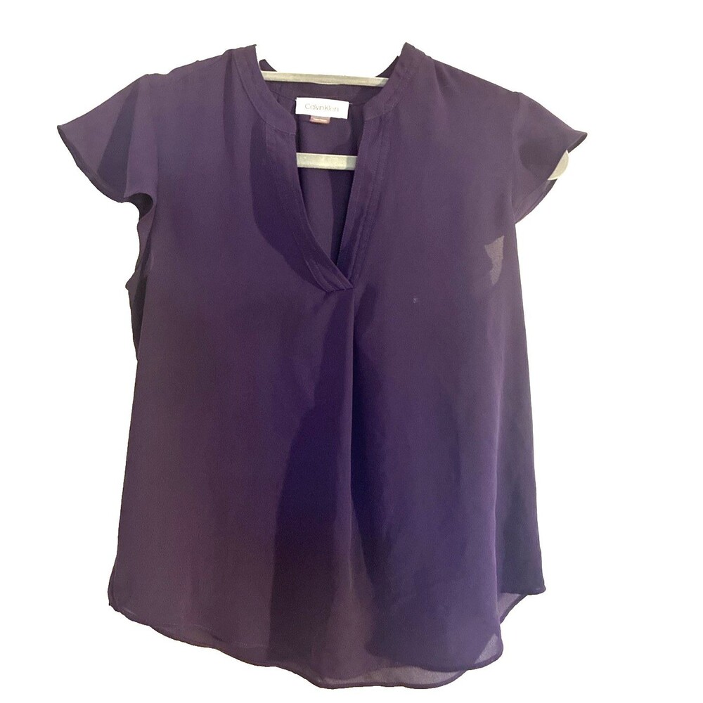 PURPLE BLOUSE Calvin Klein V-Neck with Shell Perfect for Summer Size Medium